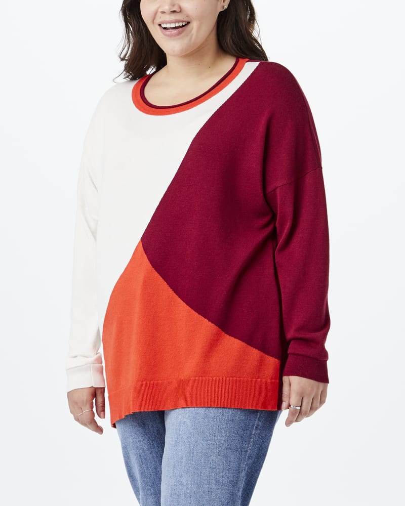 Front of plus size Luella Colorblocked Sweater by Olive and Vine | Dia&Co | dia_product_style_image_id:149075